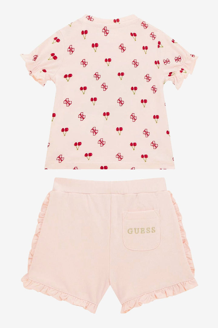 GUESS® Kids "Zadie" Peach & Red Cherry Print T-Shirt & Shorts - Millie and John