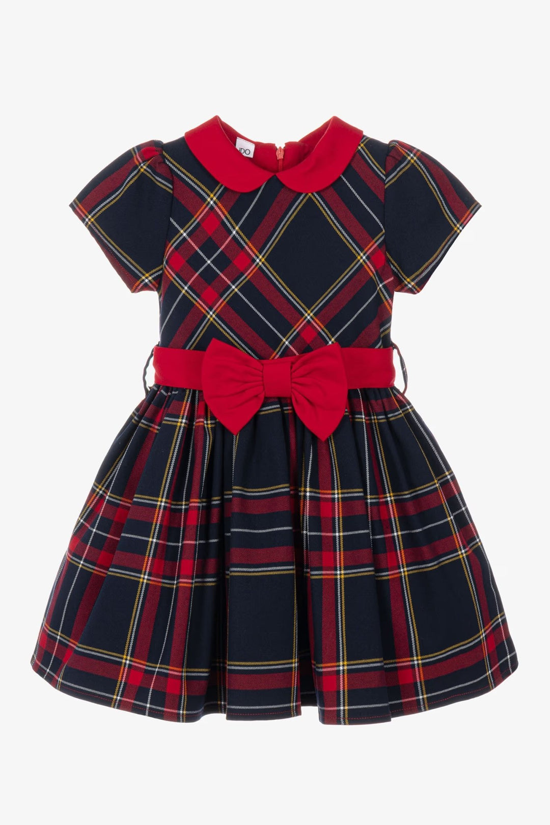 iDo "Arabella" Navy &amp; Red Tartan Bow Dress - Millie and John