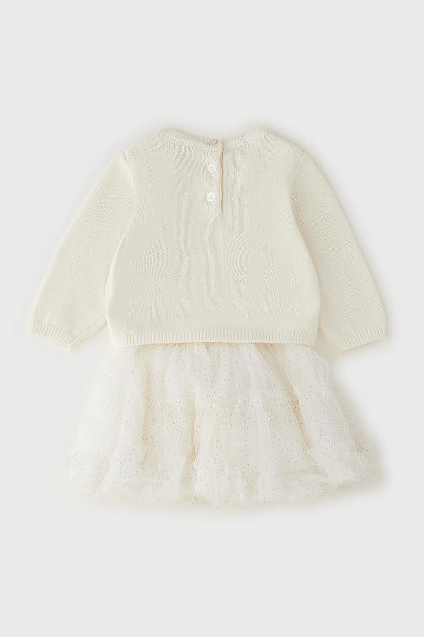 iDo "Celeste" Cream Knit Jumper &amp; Gold Glitter Tutu Skirt - Millie and John