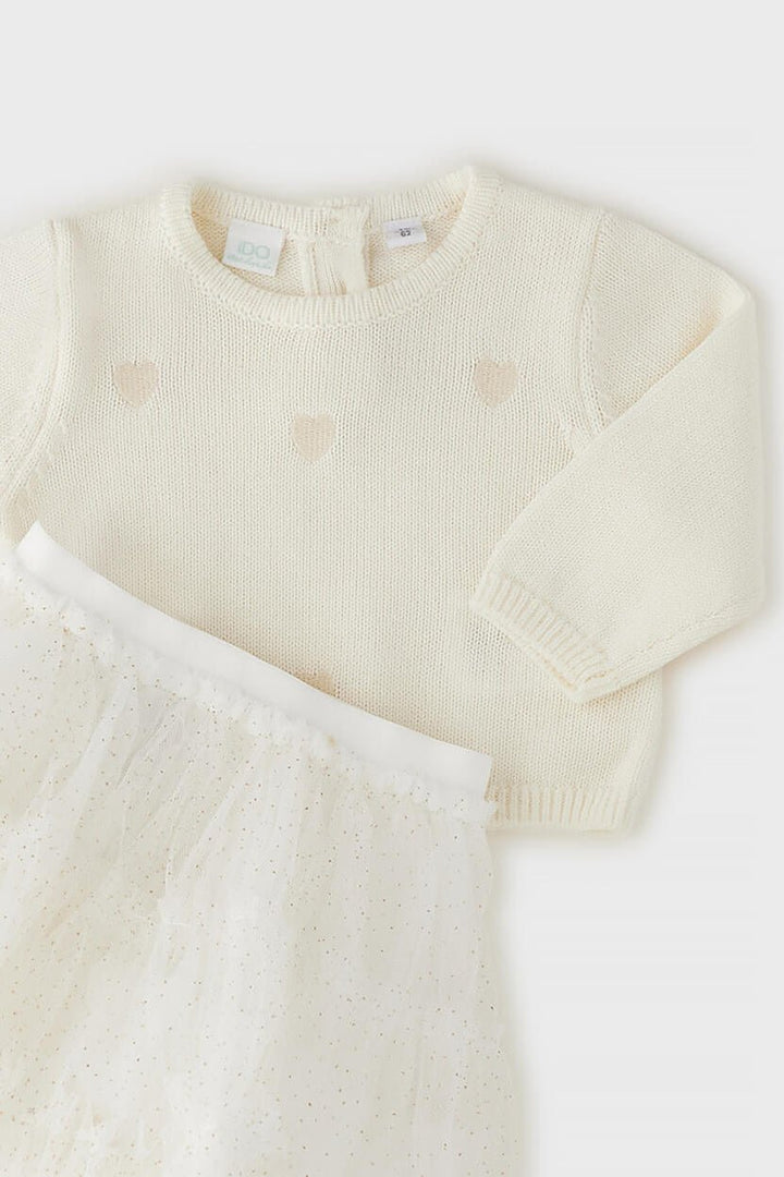 iDo "Celeste" Cream Knit Jumper &amp; Gold Glitter Tutu Skirt - Millie and John