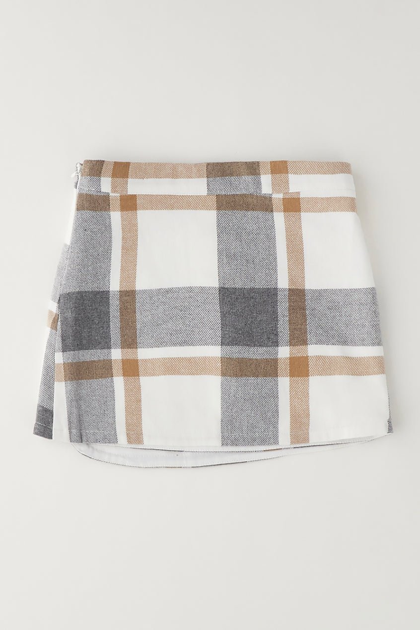iDo "Eloise" Ivory Teddy Bear Top &amp; Grey Tartan Skirt - Millie and John