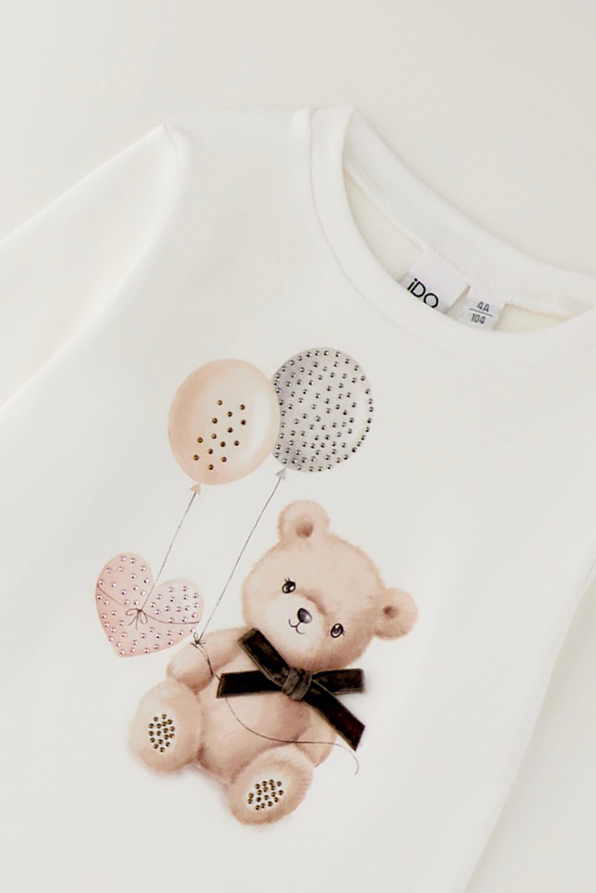 iDo "Eloise" Ivory Teddy Bear Top &amp; Grey Tartan Skirt - Millie and John