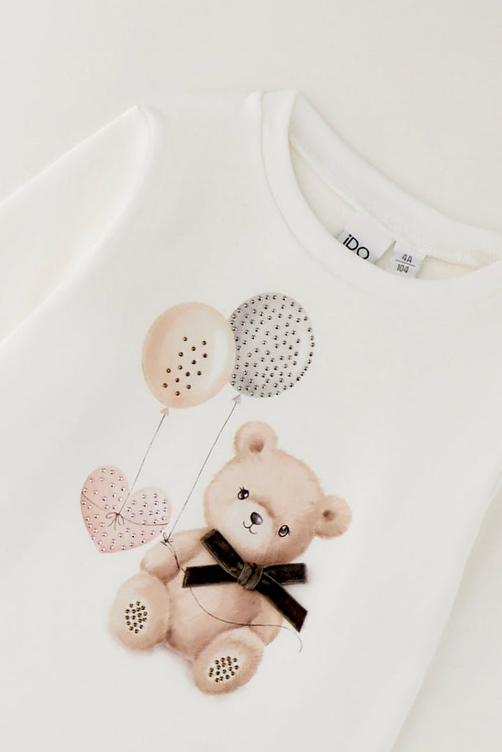 iDo "Eloise" Ivory Teddy Bear Top &amp; Grey Tartan Skirt - Millie and John