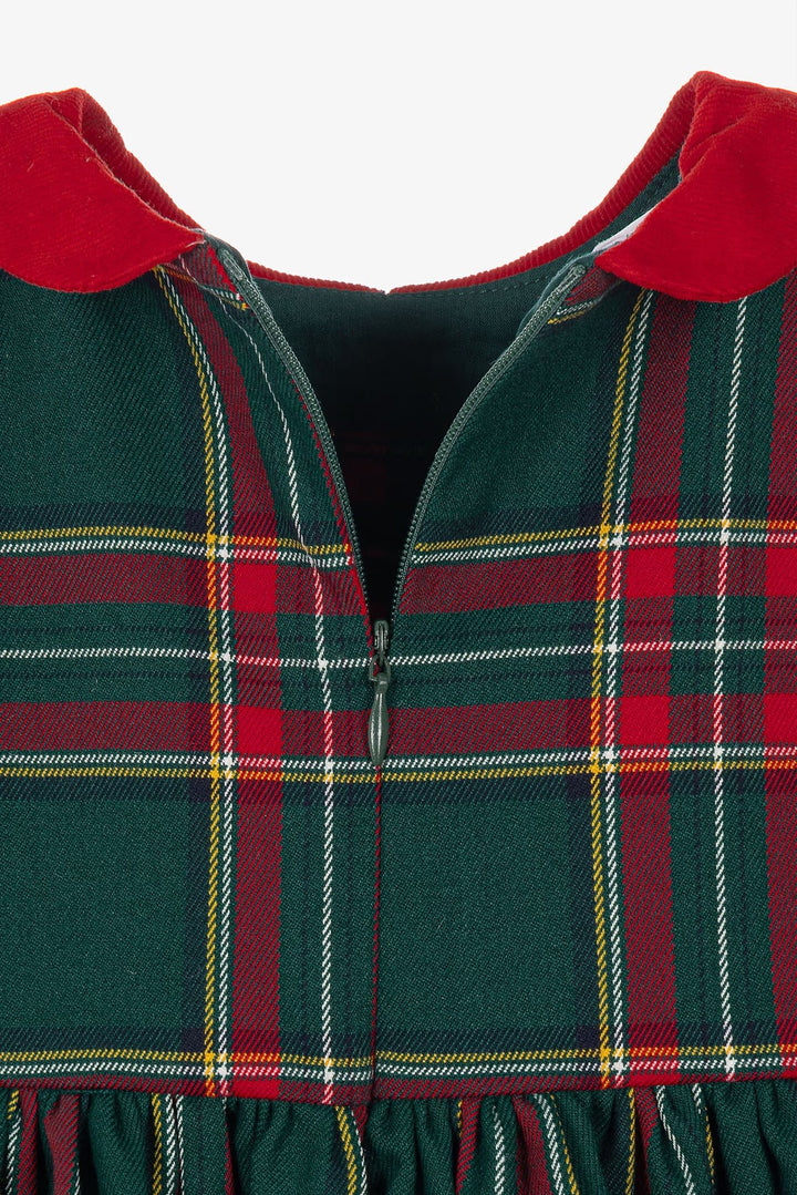 iDo "Georgiana" Bottle Green &amp; Red Tartan Dress - Millie and John