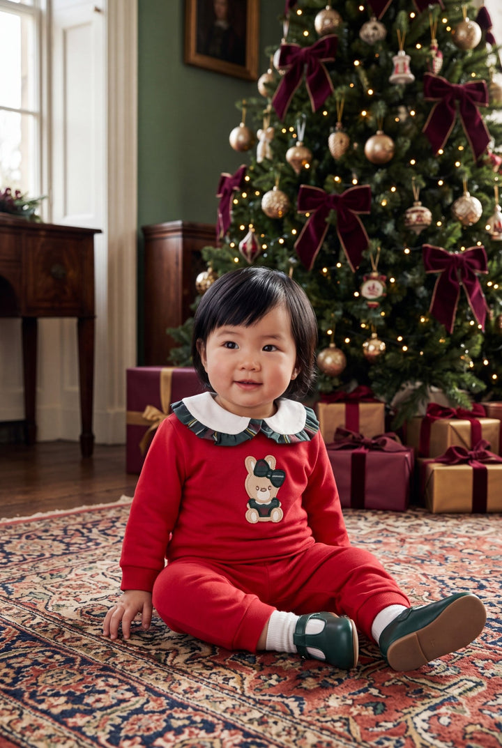 iDo "Harriet" Red Bunny &amp; Tartan Top &amp; Trousers Set - Millie and John