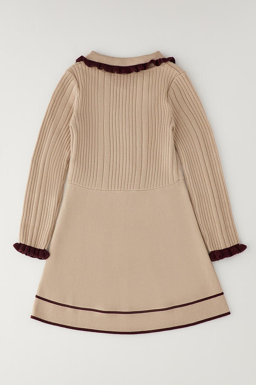iDo "Lucinda" Camel &amp; Burgundy Knitted Dress - Millie and John