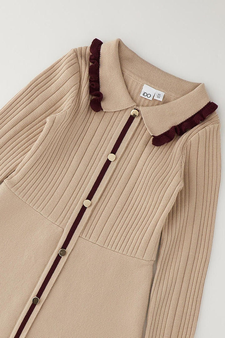 iDo "Lucinda" Camel &amp; Burgundy Knitted Dress - Millie and John