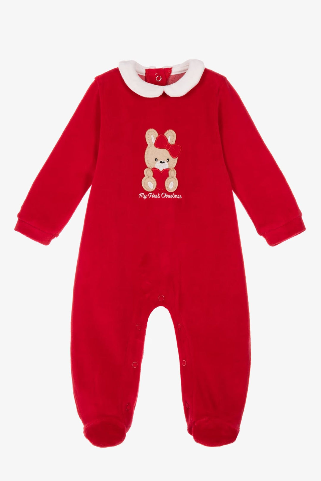 iDo "Noelle" Red My First Christmas Velour Sleepsuit - Millie and John