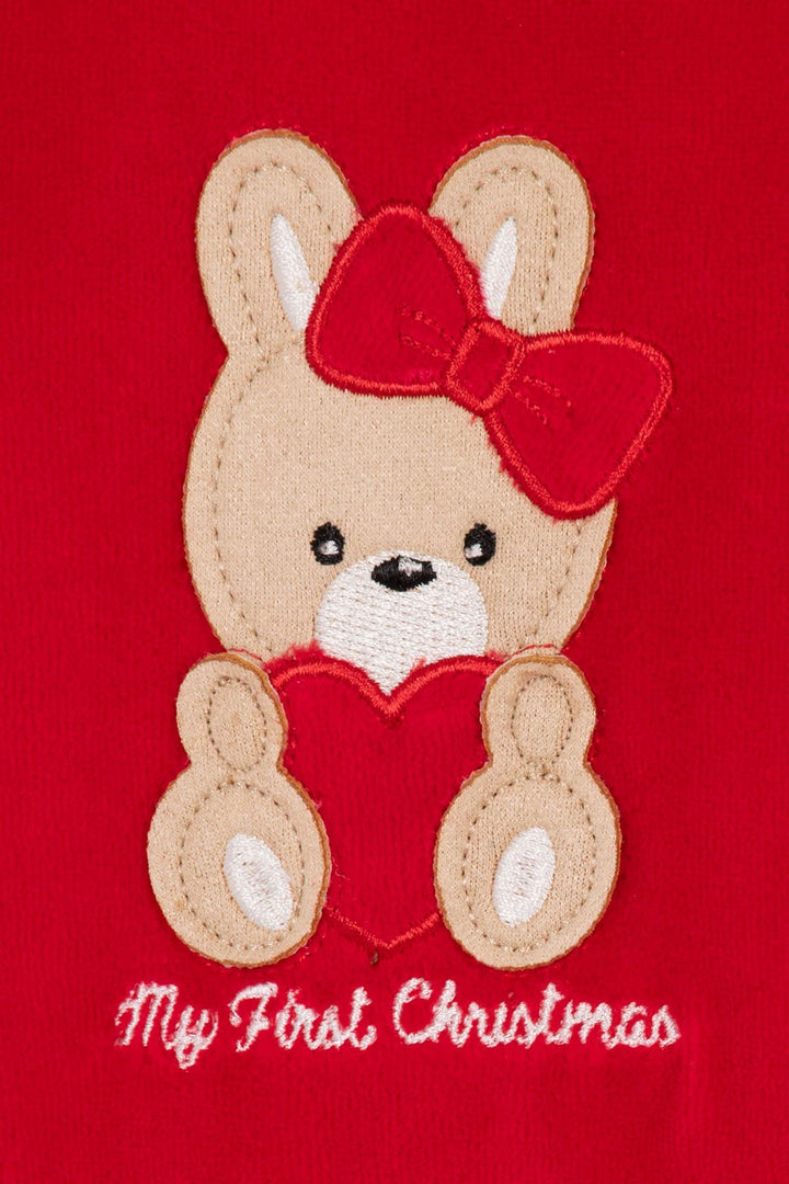 iDo "Noelle" Red My First Christmas Velour Sleepsuit - Millie and John