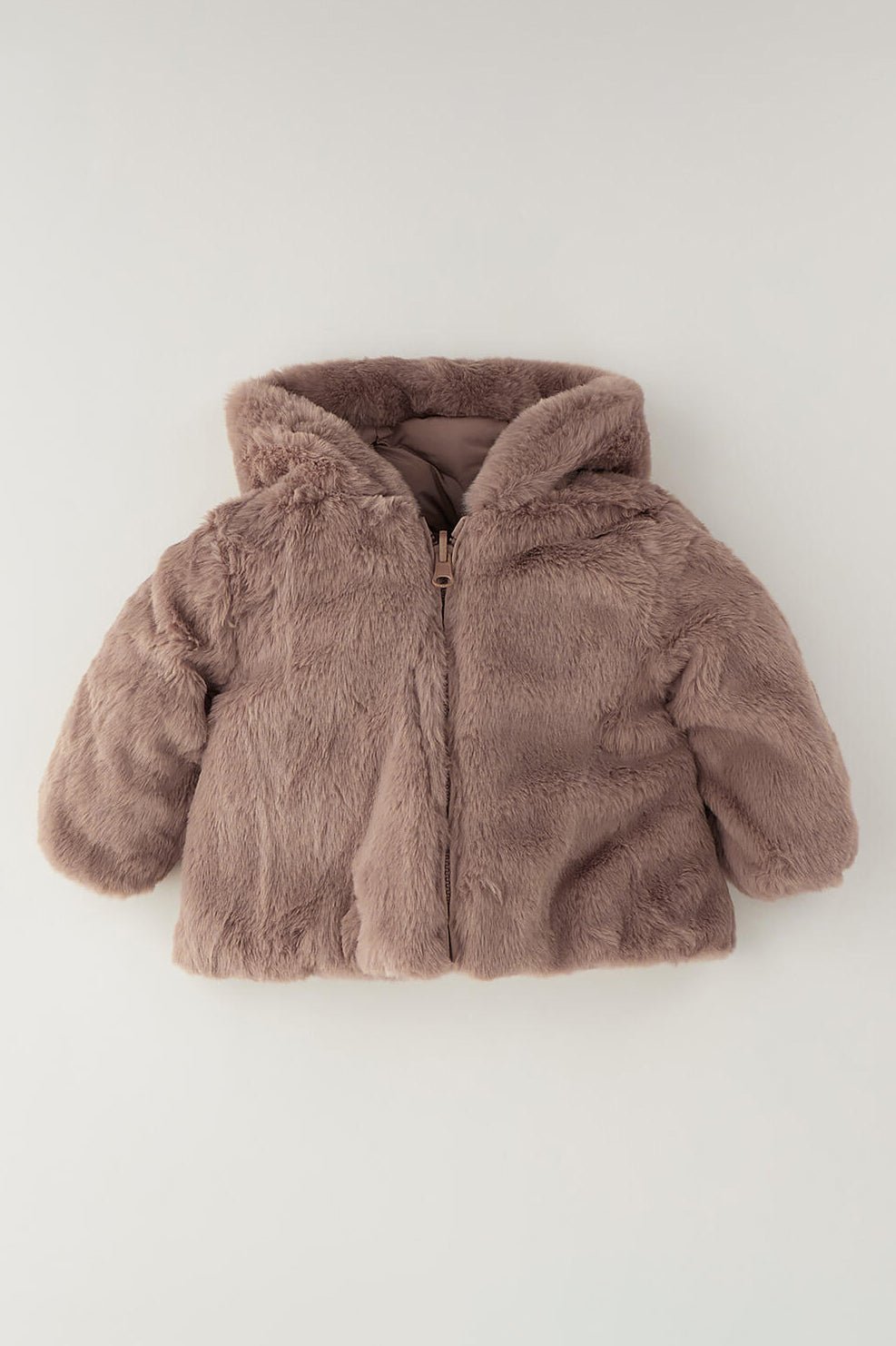 iDo "Ozzie" Taupe Reversible Puffer & Faux Fur Coat - Millie and John