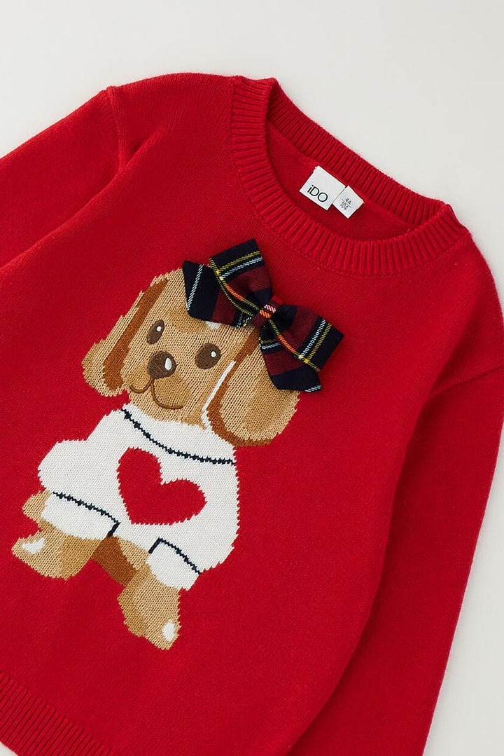 iDo "Poppy" Red Puppy Knitted Jumper - Millie and John