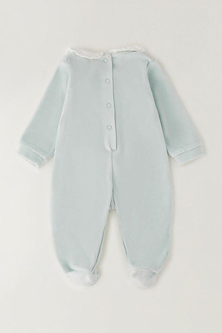 iDo "Remy" Pale Mint Smocked Velour Sleepsuit - Millie and John