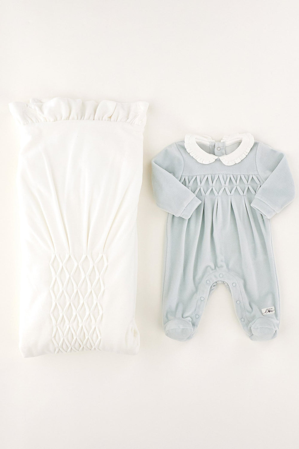 iDo "Remy" Smocked Velour Blanket - Millie and John
