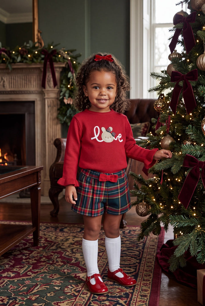 iDo "Tabitha" Red Bunny Jumper &amp; Tartan Shorts Set - Millie and John
