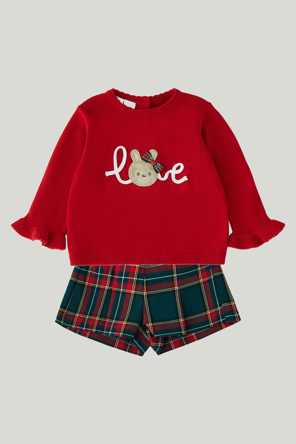 iDo "Tabitha" Red Bunny Jumper &amp; Tartan Shorts Set - Millie and John