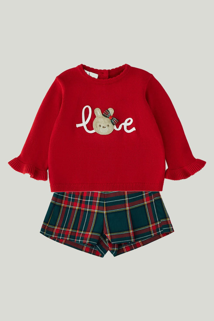 iDo "Tabitha" Red Bunny Jumper &amp; Tartan Shorts Set - Millie and John