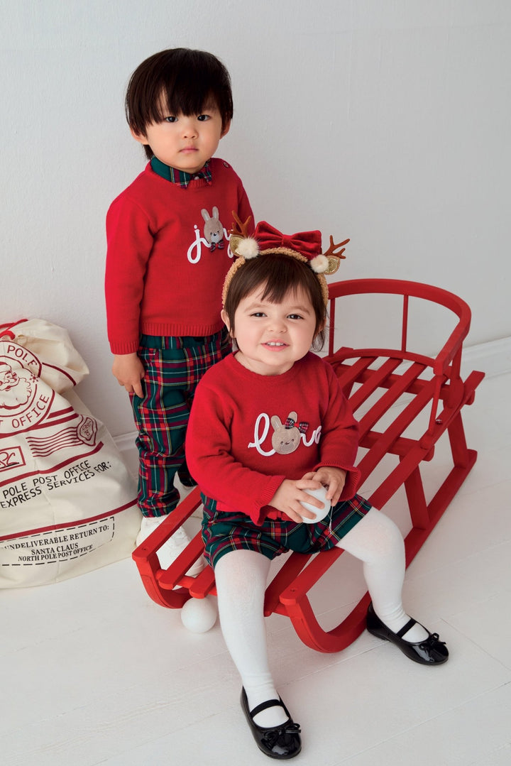 iDo "Tabitha" Red Bunny Jumper &amp; Tartan Shorts Set - Millie and John