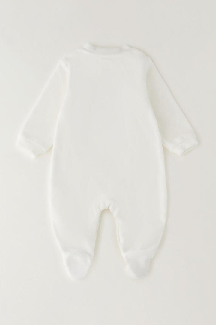 iDo "Teddy" Ivory Bouclé Bear Velour Sleepsuit - Millie and John