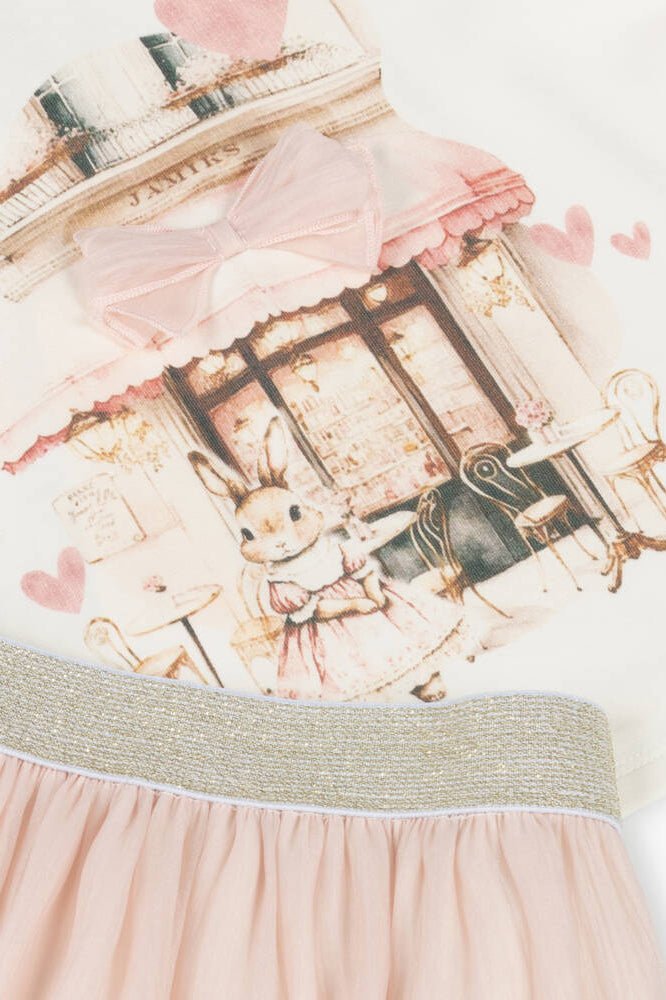 Jamiks "Amara" Ivory & Pale Pink Bunny Top & Tulle Skirt - Millie and John