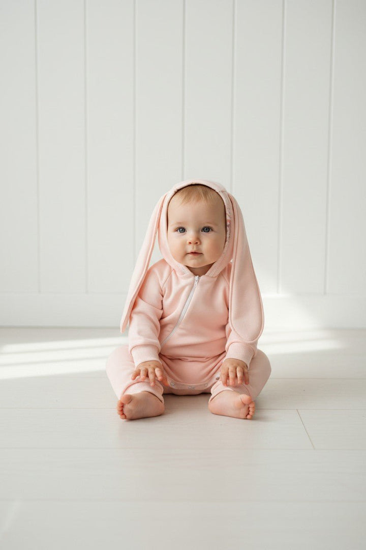 Jamiks "Andrea" Apricot Bunny Ear Romper - Millie and John