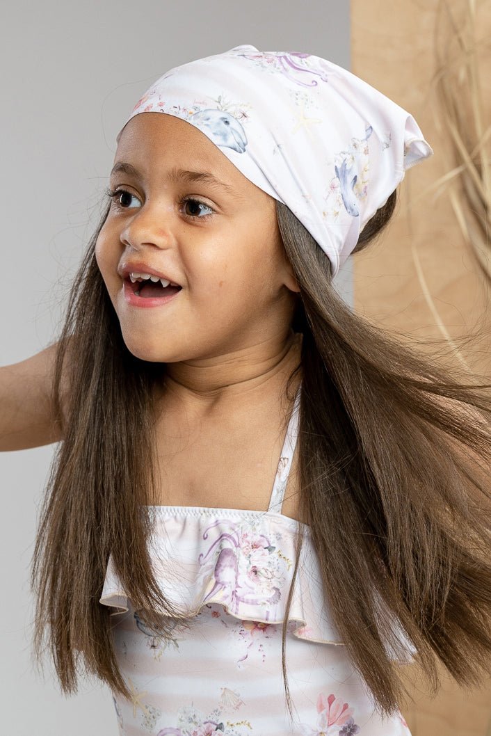 Jamiks "Aurora" Apricot Ocean Print Swim Bandana - Millie and John