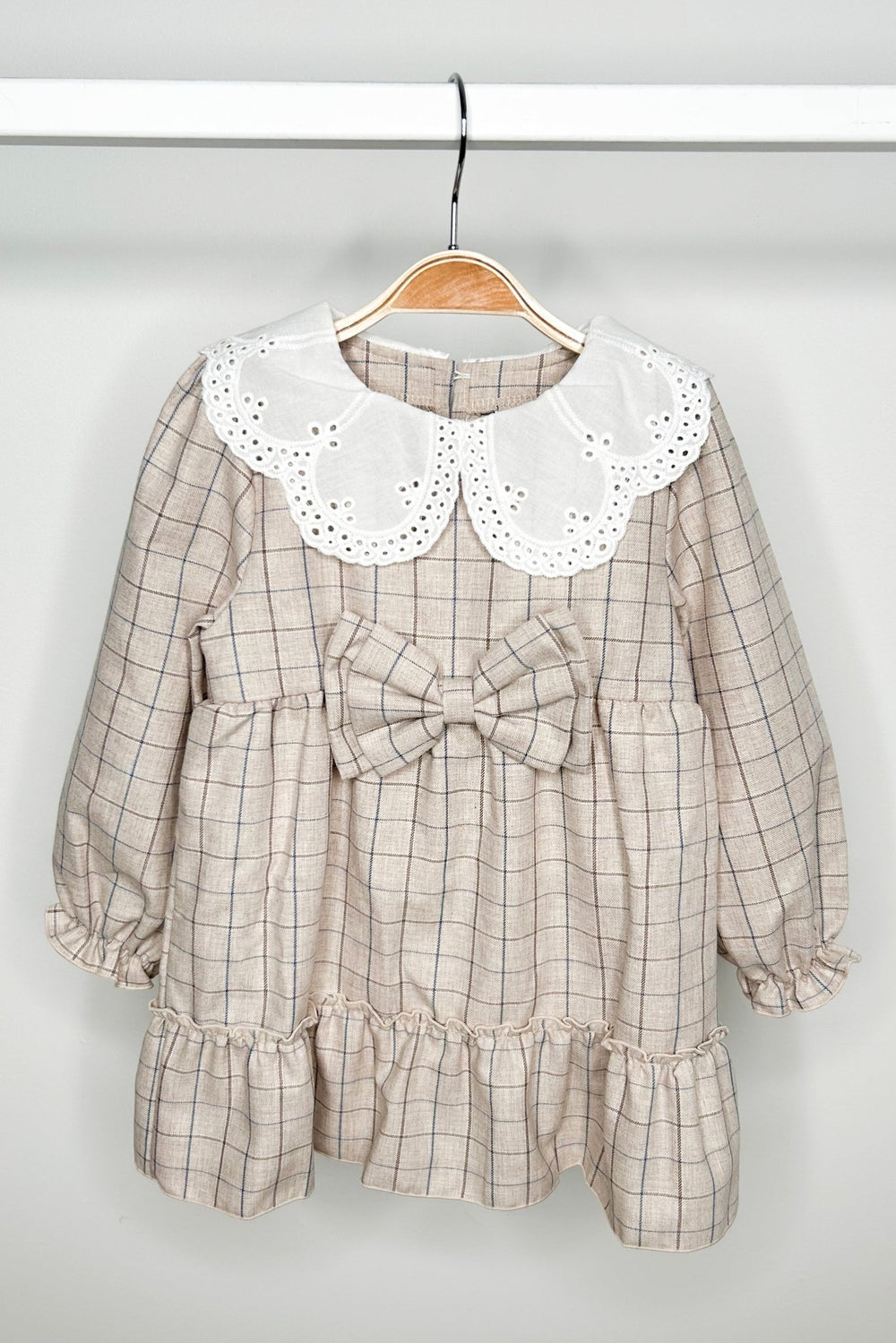 Jamiks "Belita" Stone & Dusky Blue Check Dress - Millie and John