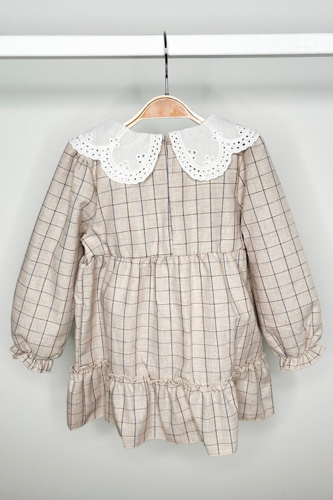 Jamiks "Belita" Stone & Dusky Blue Check Dress - Millie and John