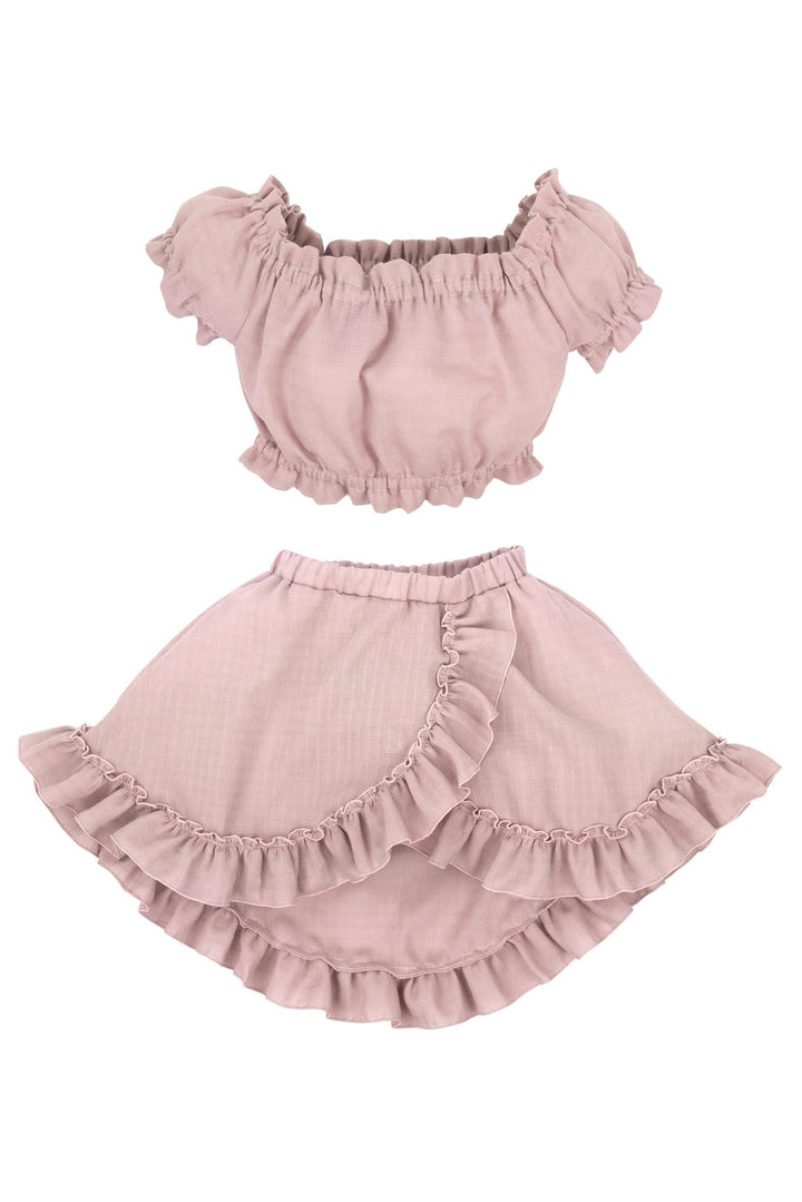 Jamiks "Brylee" Dusky Pink Organic Cotton Blouse & Skirt - Millie and John