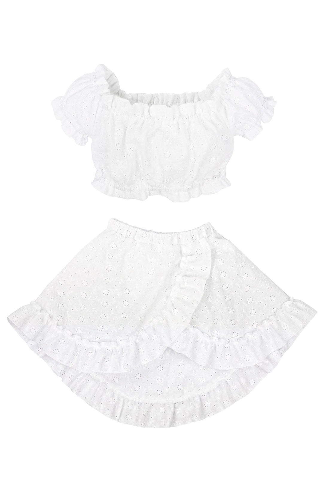 Jamiks "Brylee" White Broderie Anglaise Blouse & Skirt - Millie and John