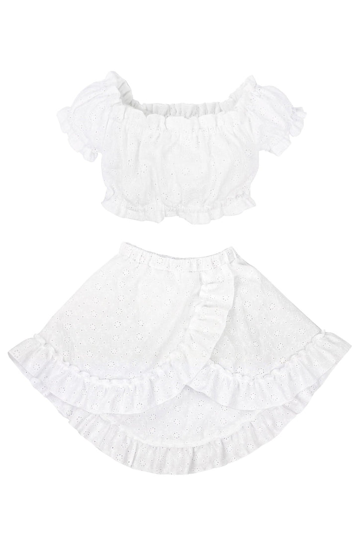 Jamiks "Brylee" White Broderie Anglaise Blouse & Skirt - Millie and John