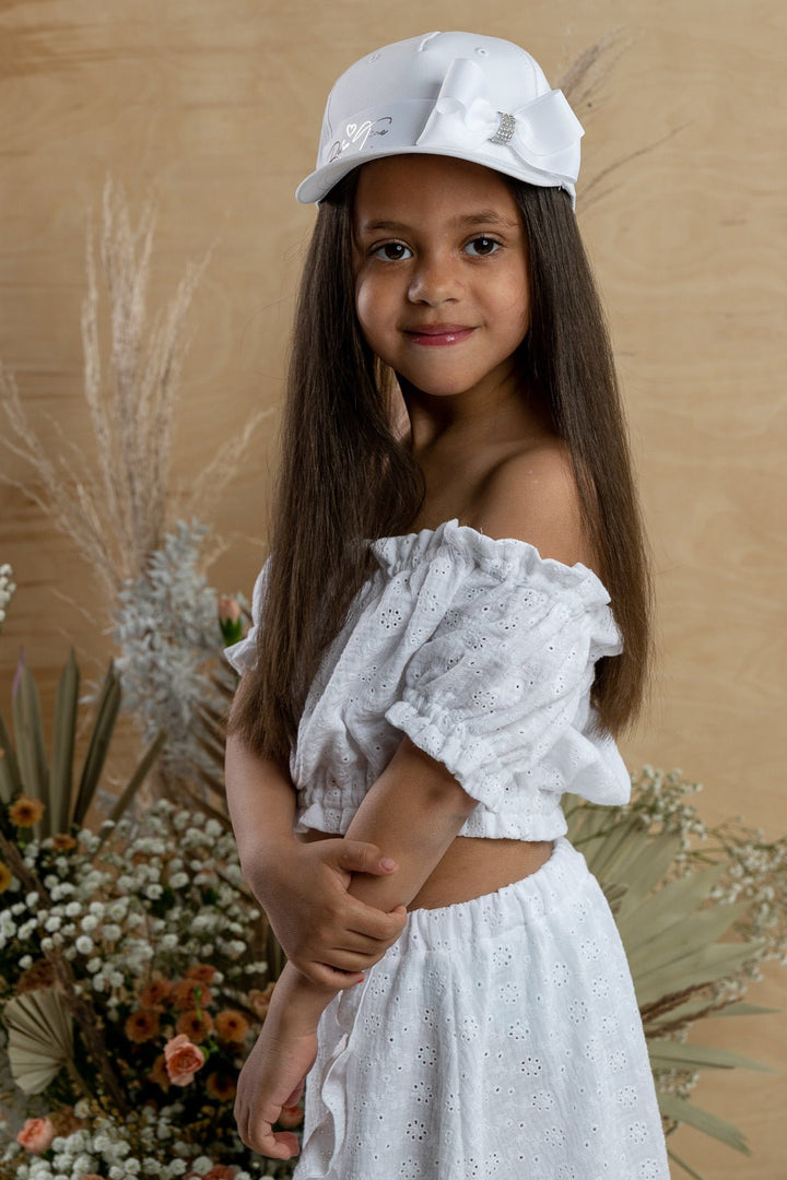 Jamiks "Brylee" White Broderie Anglaise Blouse & Skirt - Millie and John