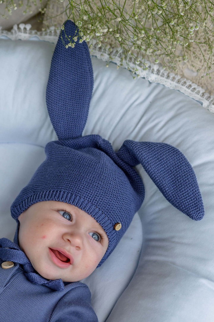 Jamiks "Bugs" Denim Blue Knit Bunny Hat - Millie and John