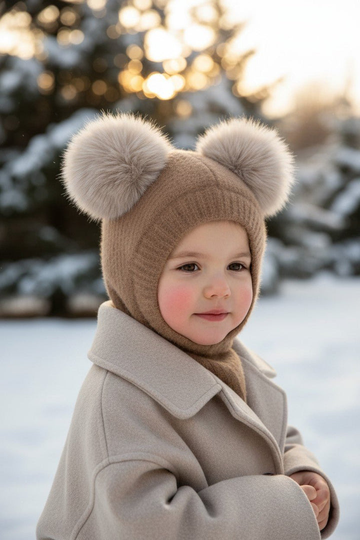 Jamiks Caramel Faux Fur Pom Pom Fluffy Snood - Millie and John