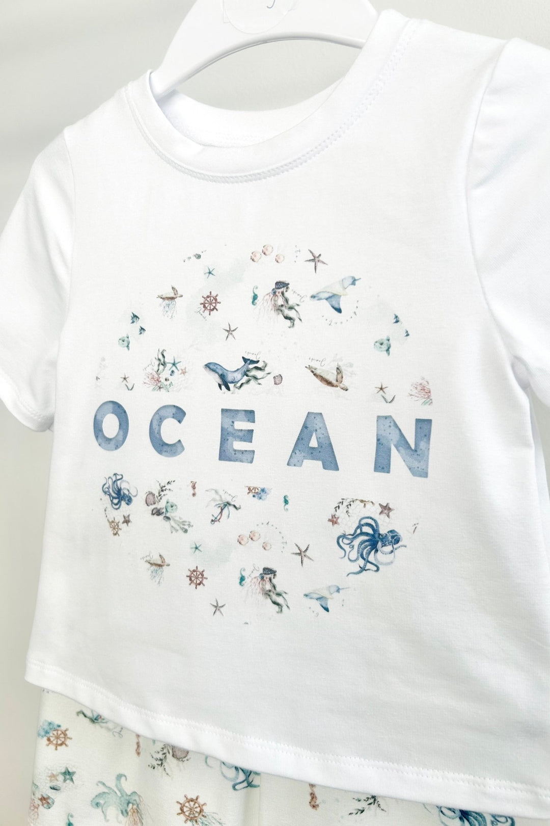 Jamiks "Dallas" White & Blue Ocean T-Shirt & Shorts - Millie and John