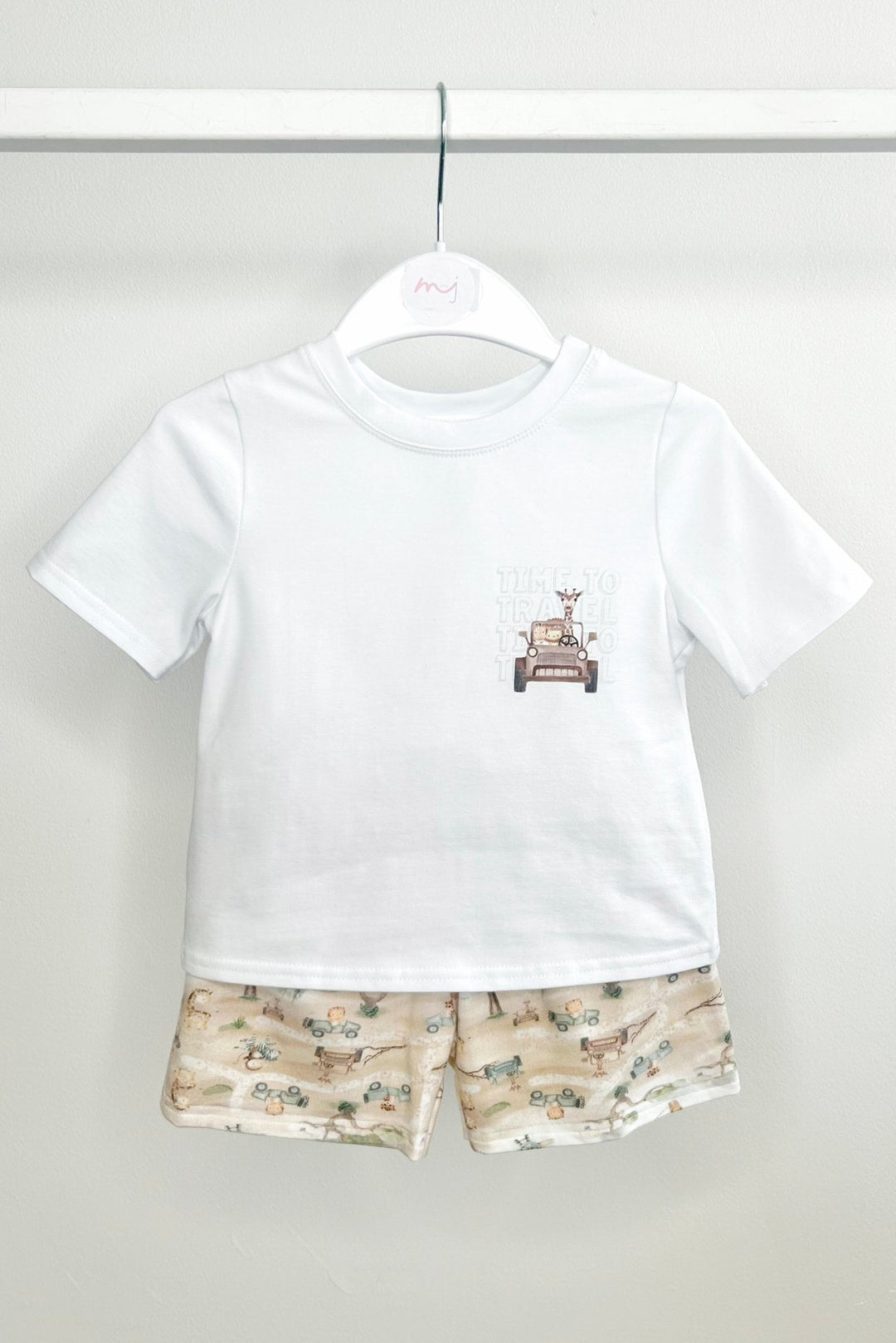 Jamiks "Diego" White & Beige Safari T-Shirt & Shorts - Millie and John