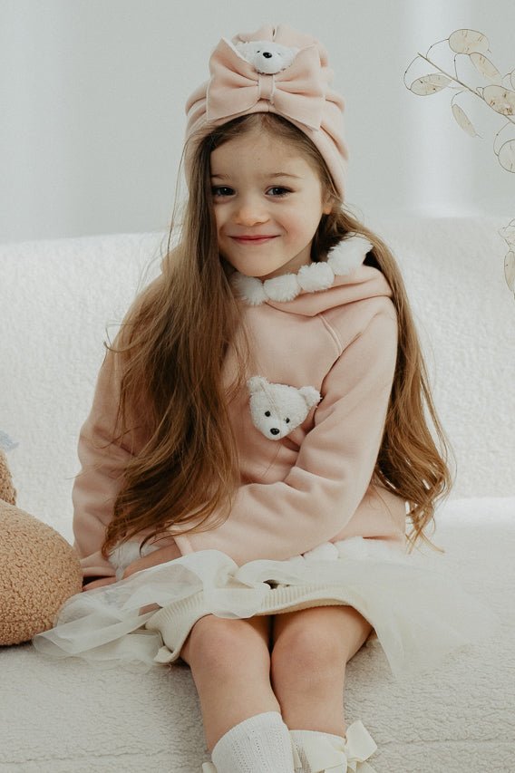 Jamiks "Elina" Apricot Pom Pom Teddy Hoodie Tunic - Millie and John