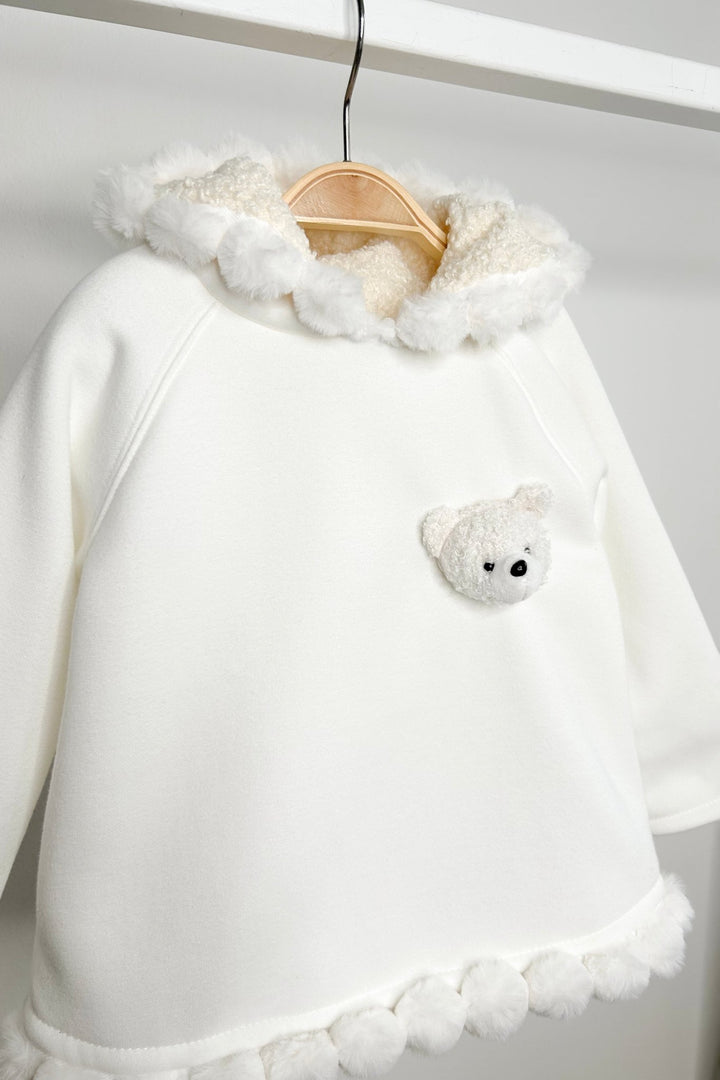 Jamiks "Elina" Ivory Pom Pom Teddy Hoodie Tunic - Millie and John