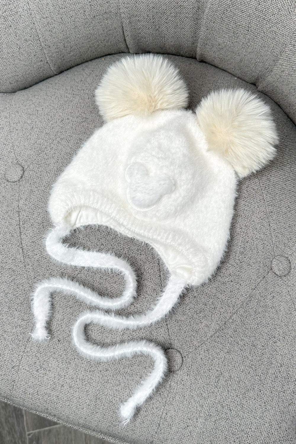 Jamiks Fluffy Ivory Cashmere Bear Pom Pom Hat - Millie and John