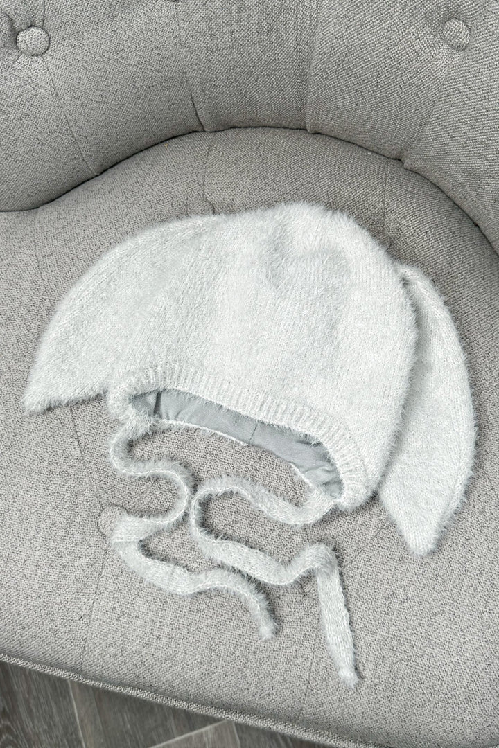 Jamiks Fluffy Light Grey Bunny Ear Hat - Millie and John
