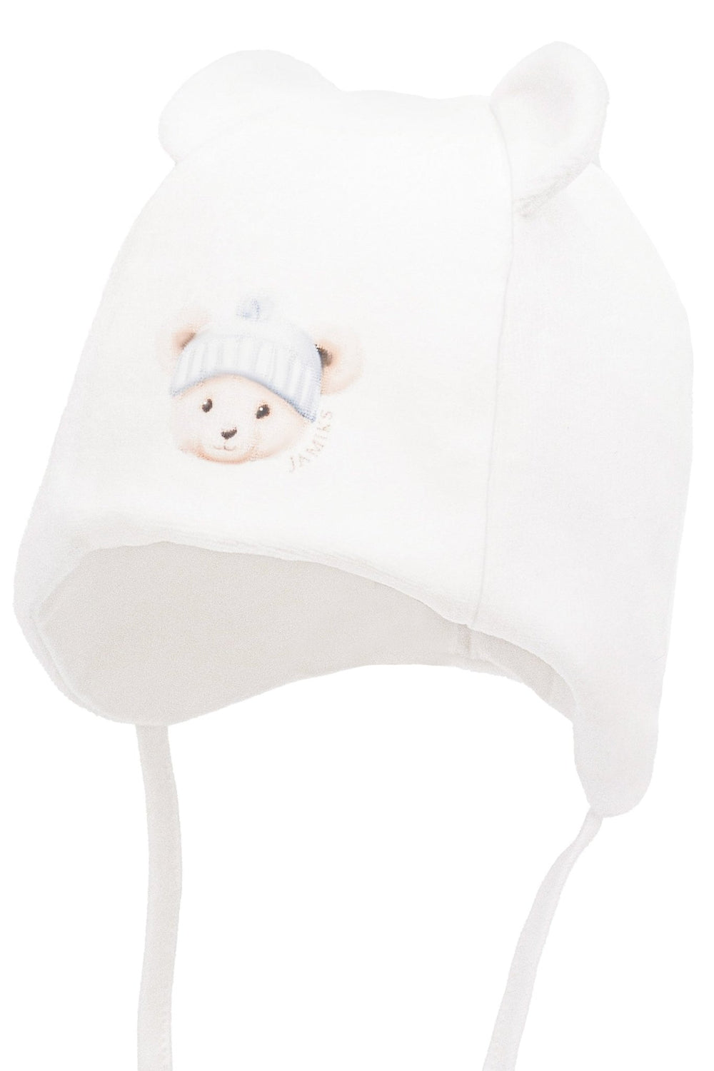 Jamiks Ivory & Blue Velour Bear Hat - Millie and John