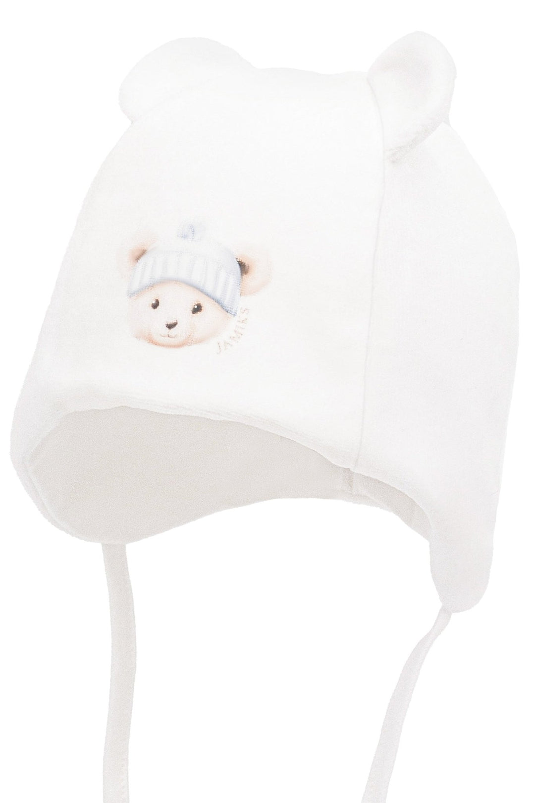 Jamiks Ivory & Blue Velour Bear Hat - Millie and John
