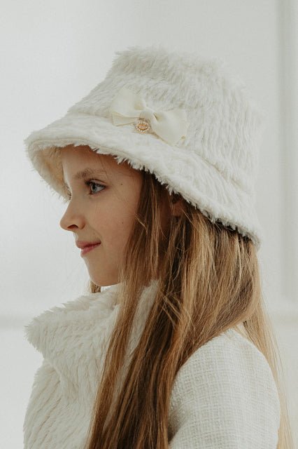 Jamiks Ivory Faux Fur Bucket Hat - Millie and John