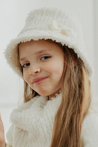 Jamiks Ivory Faux Fur Bucket Hat - Millie and John