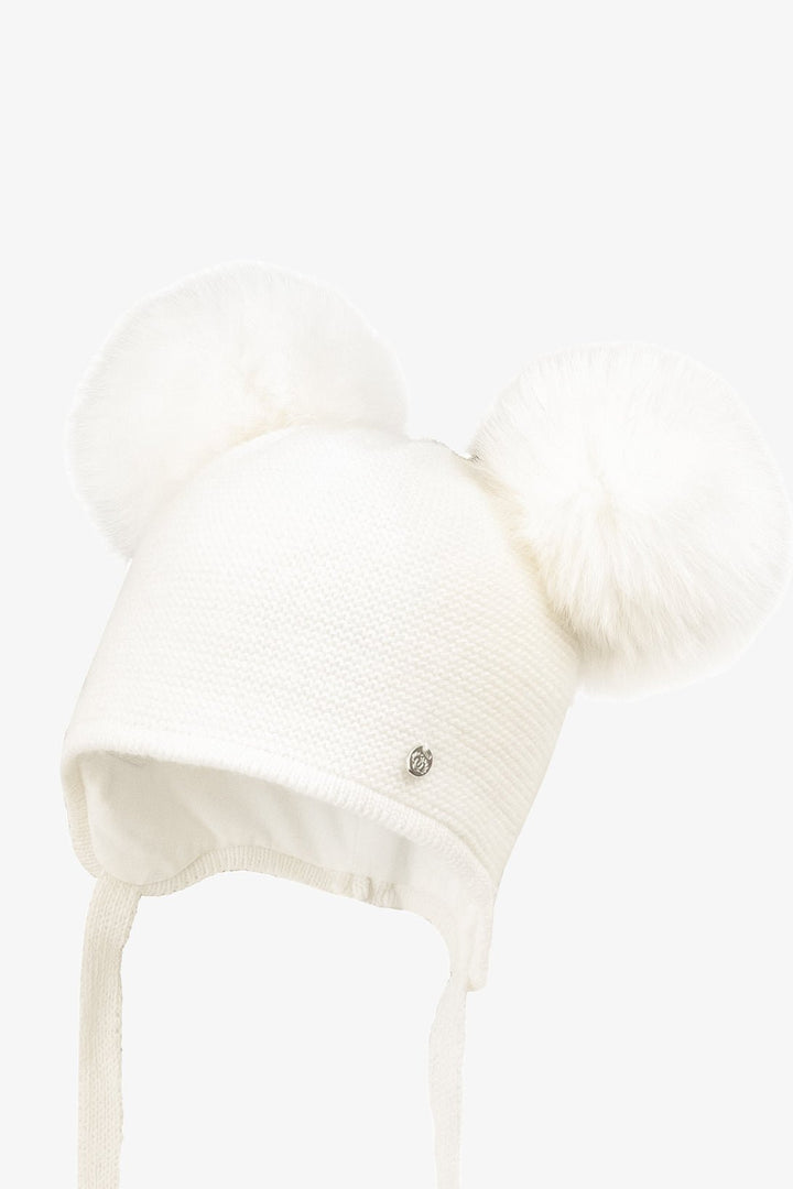 Jamiks Ivory Knit Faux Fur Pom Pom Hat - Millie and John