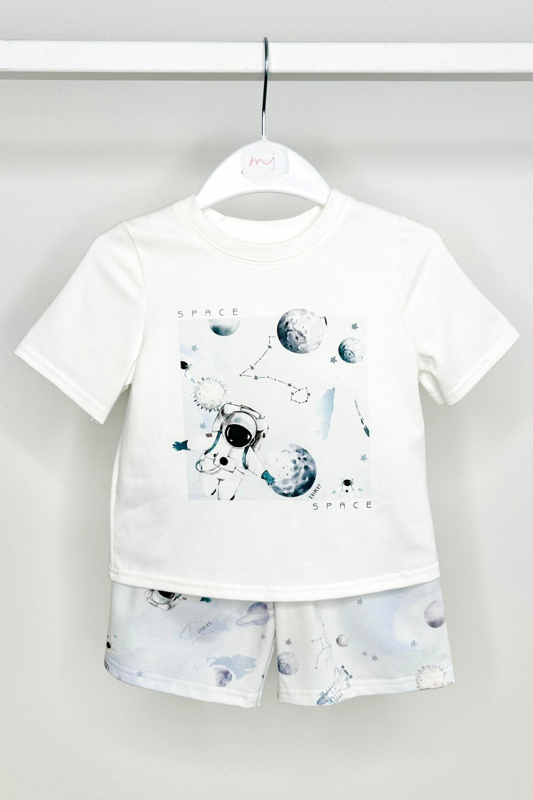 Jamiks "Jackson" Ivory & Blue Astronaut T-Shirt & Shorts - Millie and John