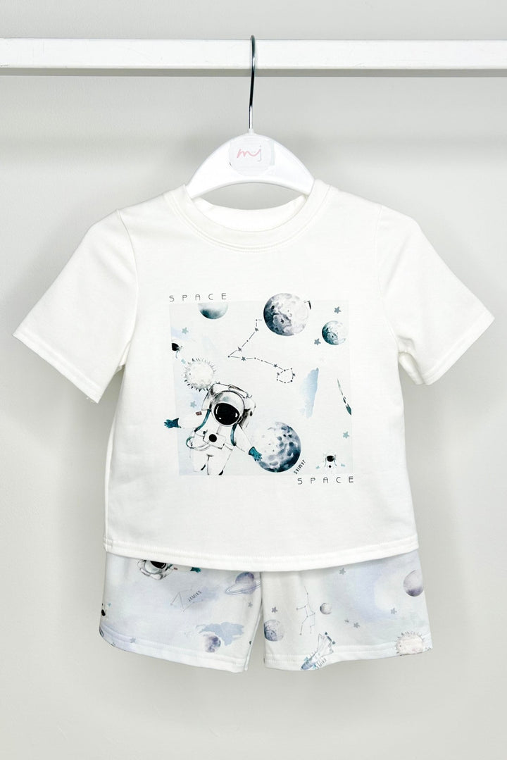Jamiks "Jackson" Ivory & Blue Astronaut T-Shirt & Shorts - Millie and John