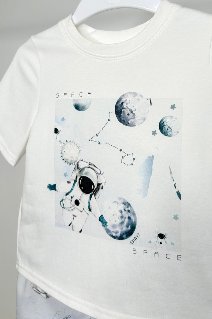 Jamiks "Jackson" Ivory & Blue Astronaut T-Shirt & Shorts - Millie and John