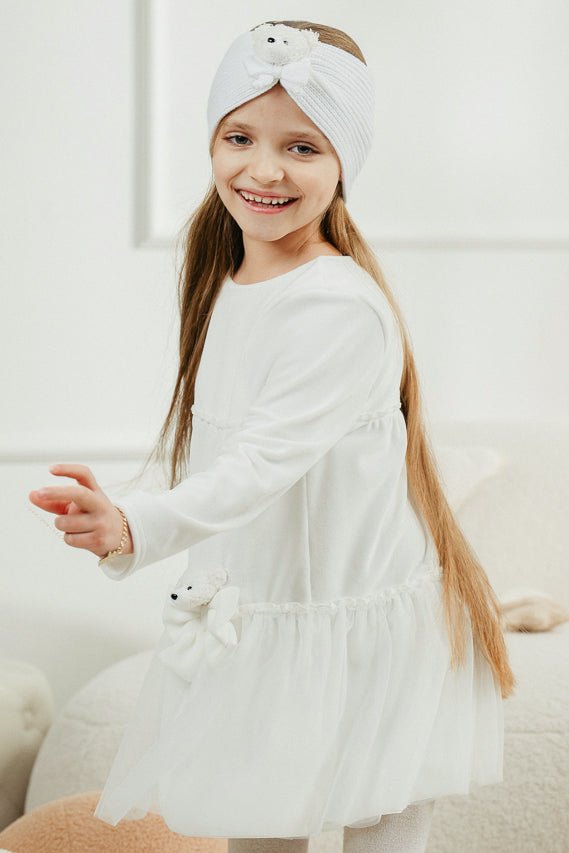 Jamiks "Lisbeth" Ivory Velour Tulle Teddy Dress - Millie and John