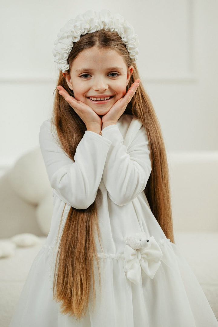 Jamiks "Lisbeth" Ivory Velour Tulle Teddy Dress - Millie and John