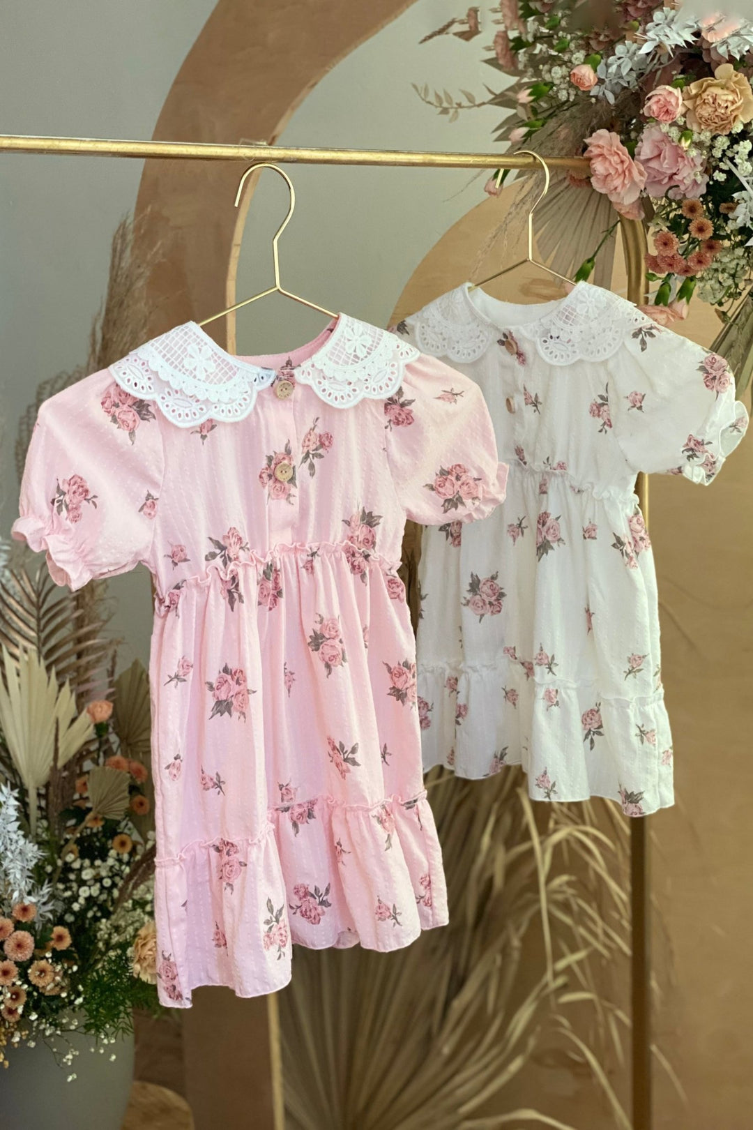 Jamiks "Melodie" Ivory & Pink Vintage Floral Dress - Millie and John